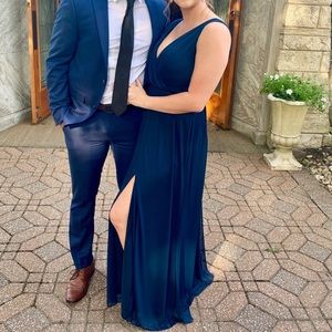 Azazie Tanicia Dark Navy Dress sz A10